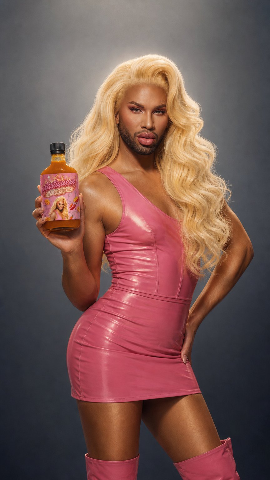 AI product shot of HOTTER THAN YOUR EX BOYFRIEND HOT SAUCE 🥭 🌶️