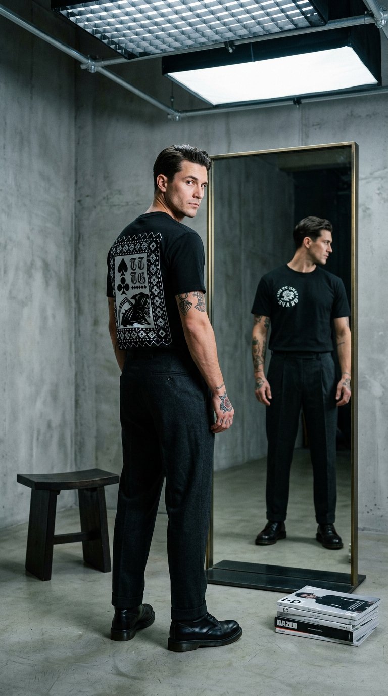 AI product shot of Spade & Club Tee X Dustin Fleming