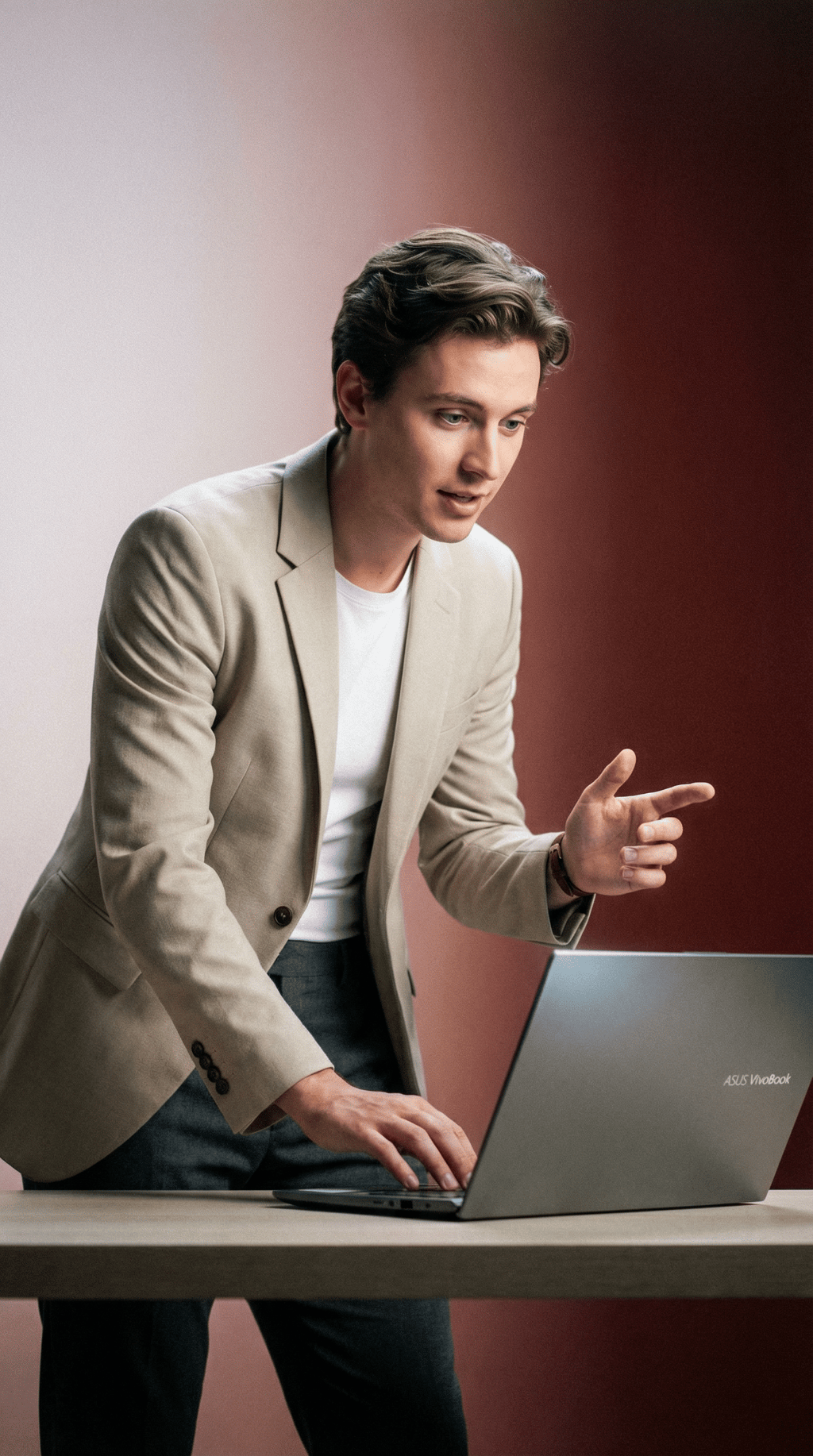 AI product shot of ASUS Vivobook S 14 M3407HA Metal Laptop | 14.0" WUXGA Screen | AMD Ryzen 9 270 Processor | 32GB DDR5 RAM | 1TB PCIe SSD | Backlit Keyboard | Windows 11