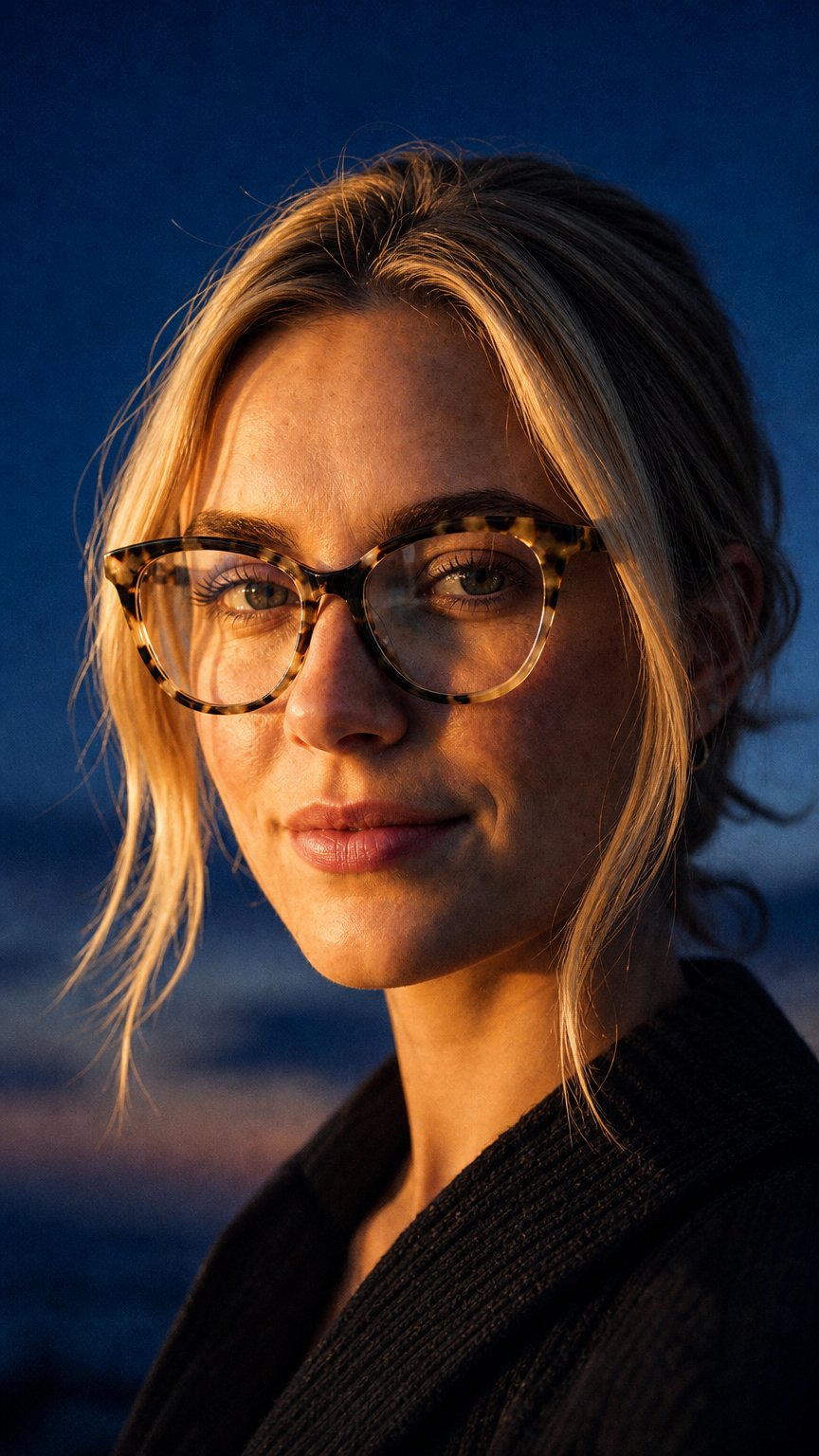 AI product shot of DORIS Brown Amber oprawki / okulary korekcyjne HANDMADE