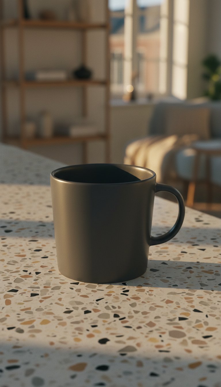 AI product shot of DINERA Mug, dark gray, 30 cl