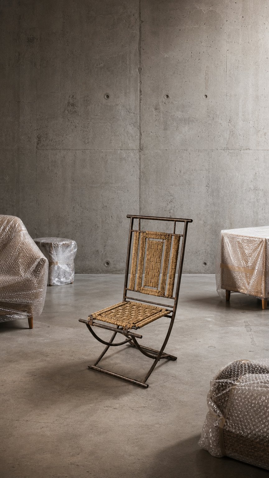 AI product shot of Wrought Iron & Woven Folding Chairs (Set of 2)