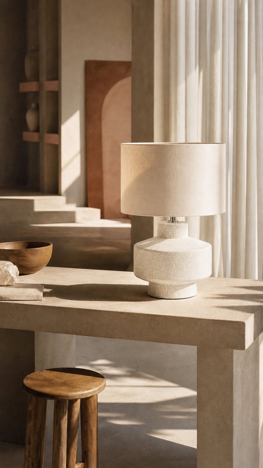 AI product shot of Elure White Crackle Effect Table Lamp