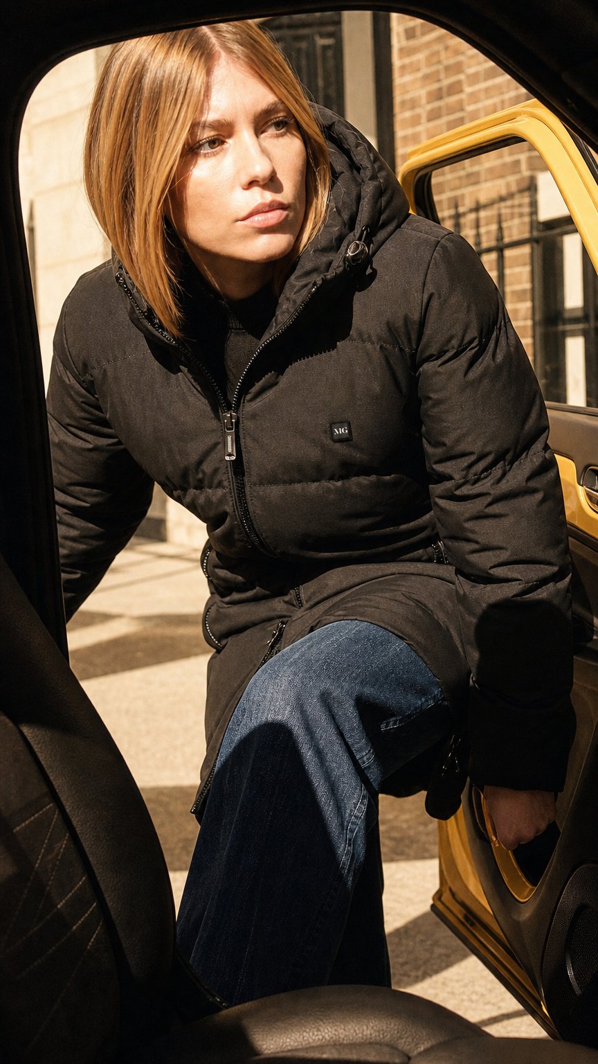 AI product shot of Mont Gerrard heated jacket long black