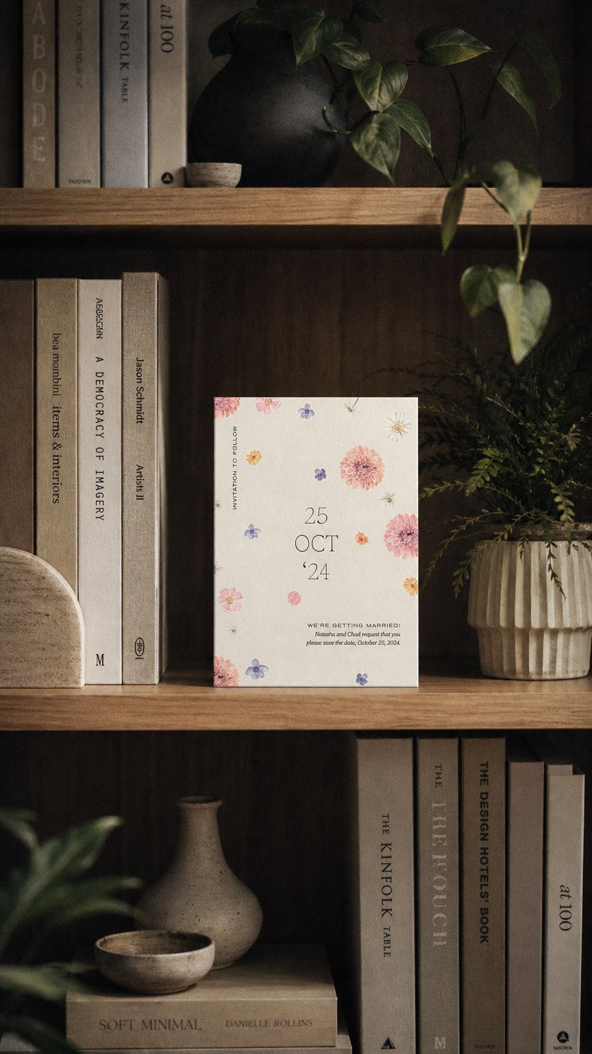 AI product shot of Penelope Save the Date