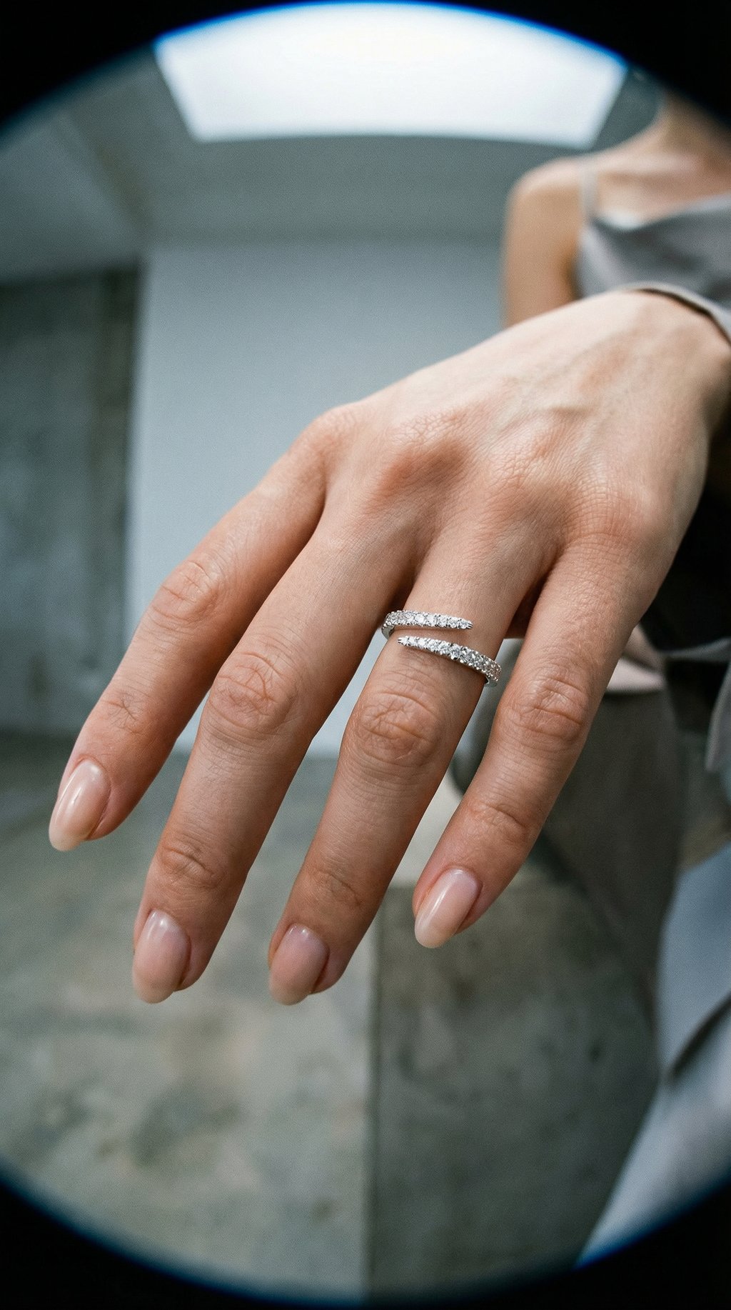 AI product shot of Open Diamond Wrap Ring