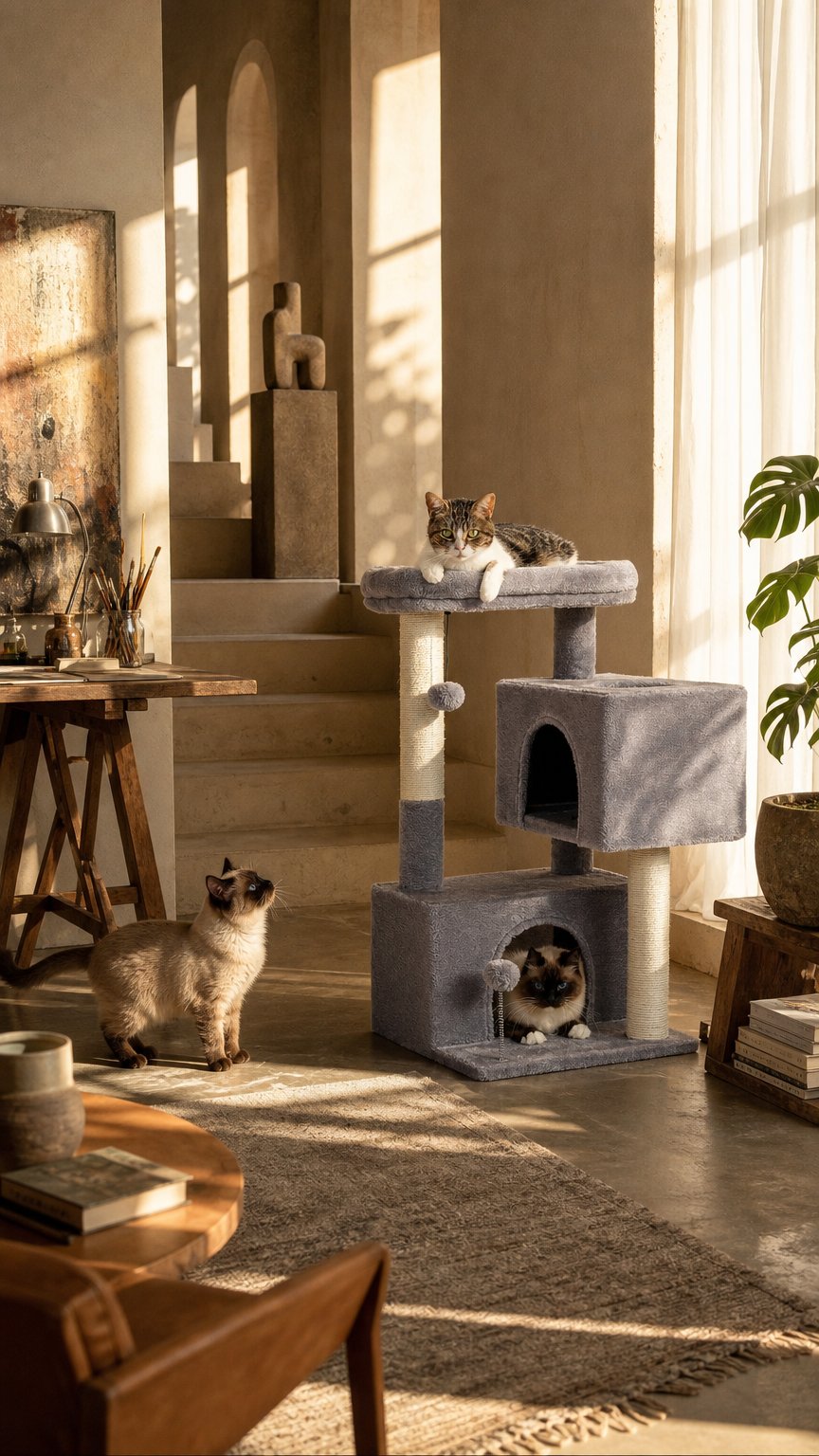 AI product shot of Cat Tree for Large Cats Cat Tower for Indoor