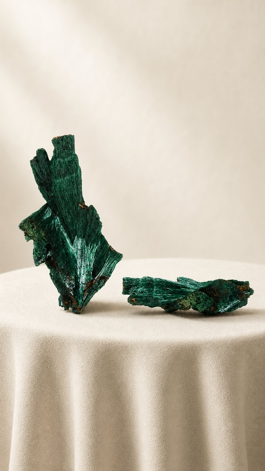 AI product shot of MALACHITE (FIBROUS) NATURAL CRYSTAL