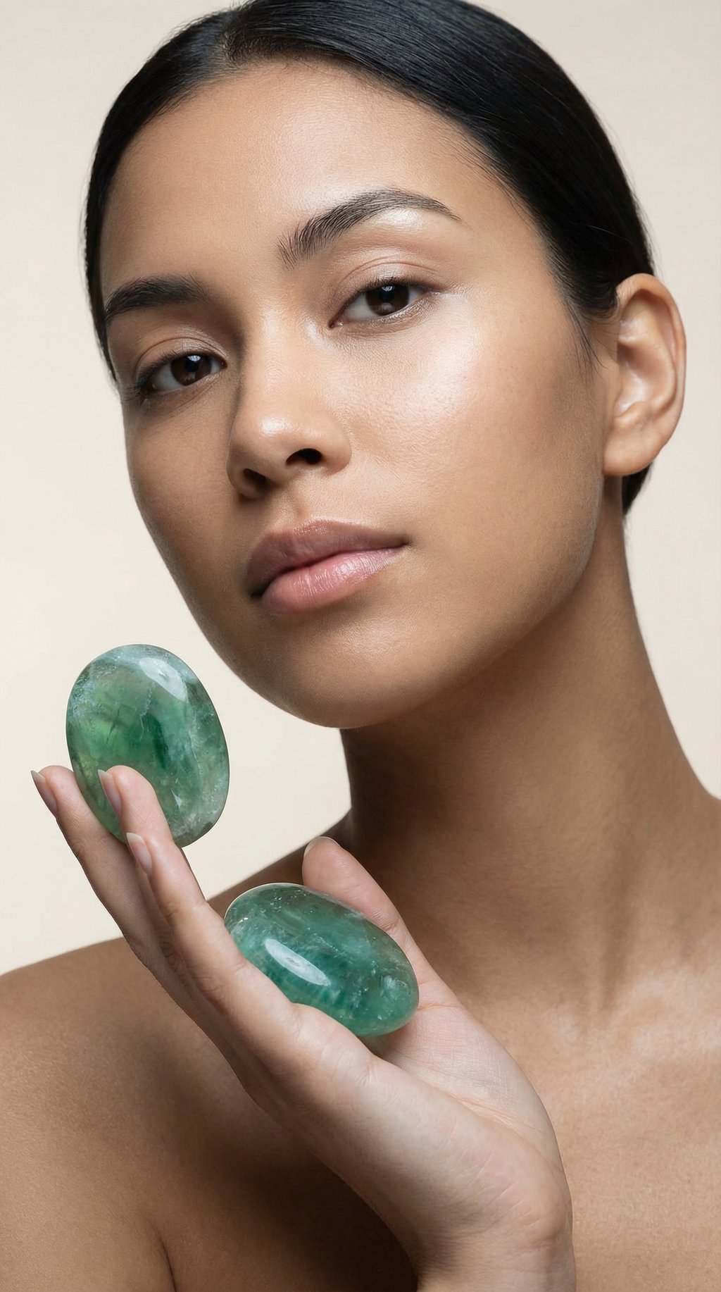 AI product shot of Fluorite Palm Stone | Intuition
