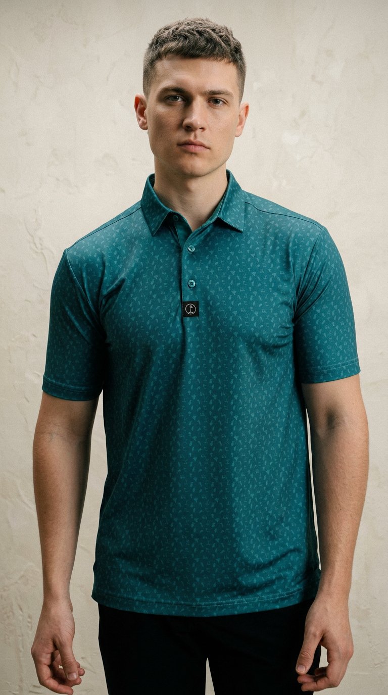 AI product shot of Sunday Green Polo