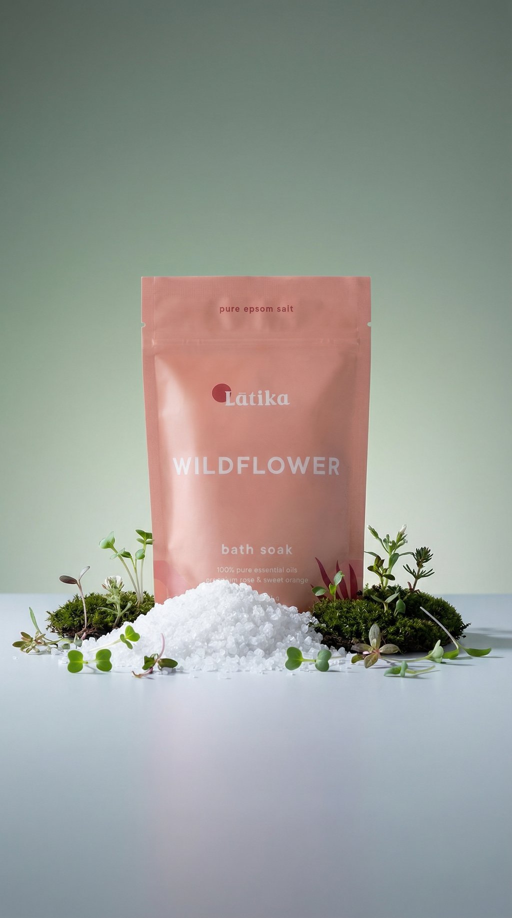 AI product shot of Epsom Salt Bath Soak - Wildflower