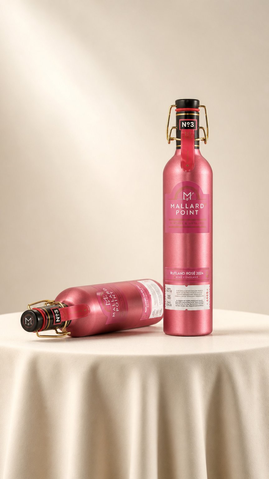 AI product shot of Rutland Rose Wine 2024