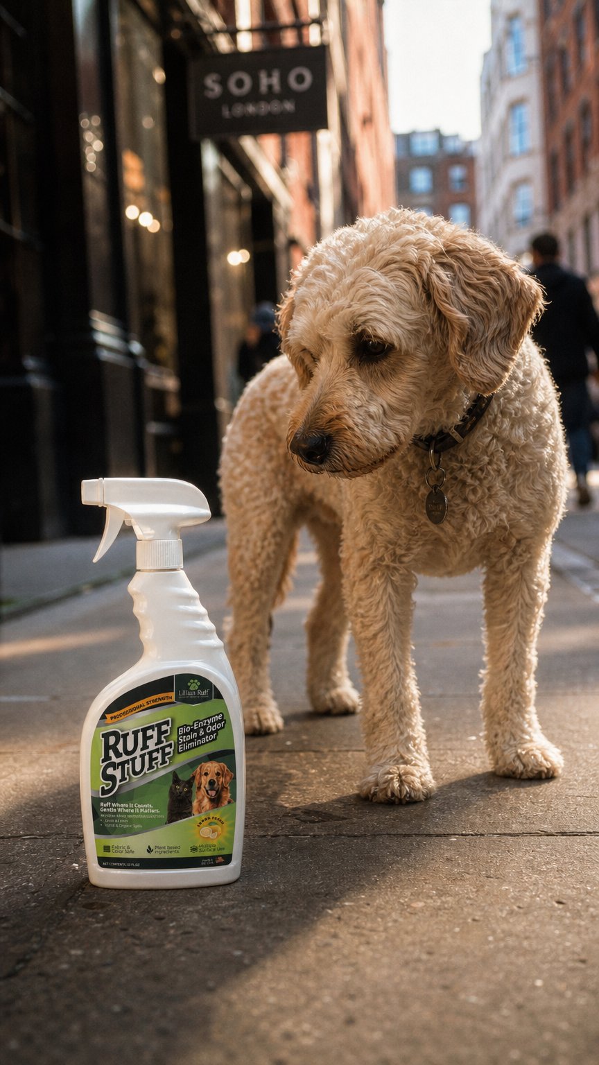 AI product shot of RUFF STUFF Bio-Enzyme Stain & Odor Eliminator