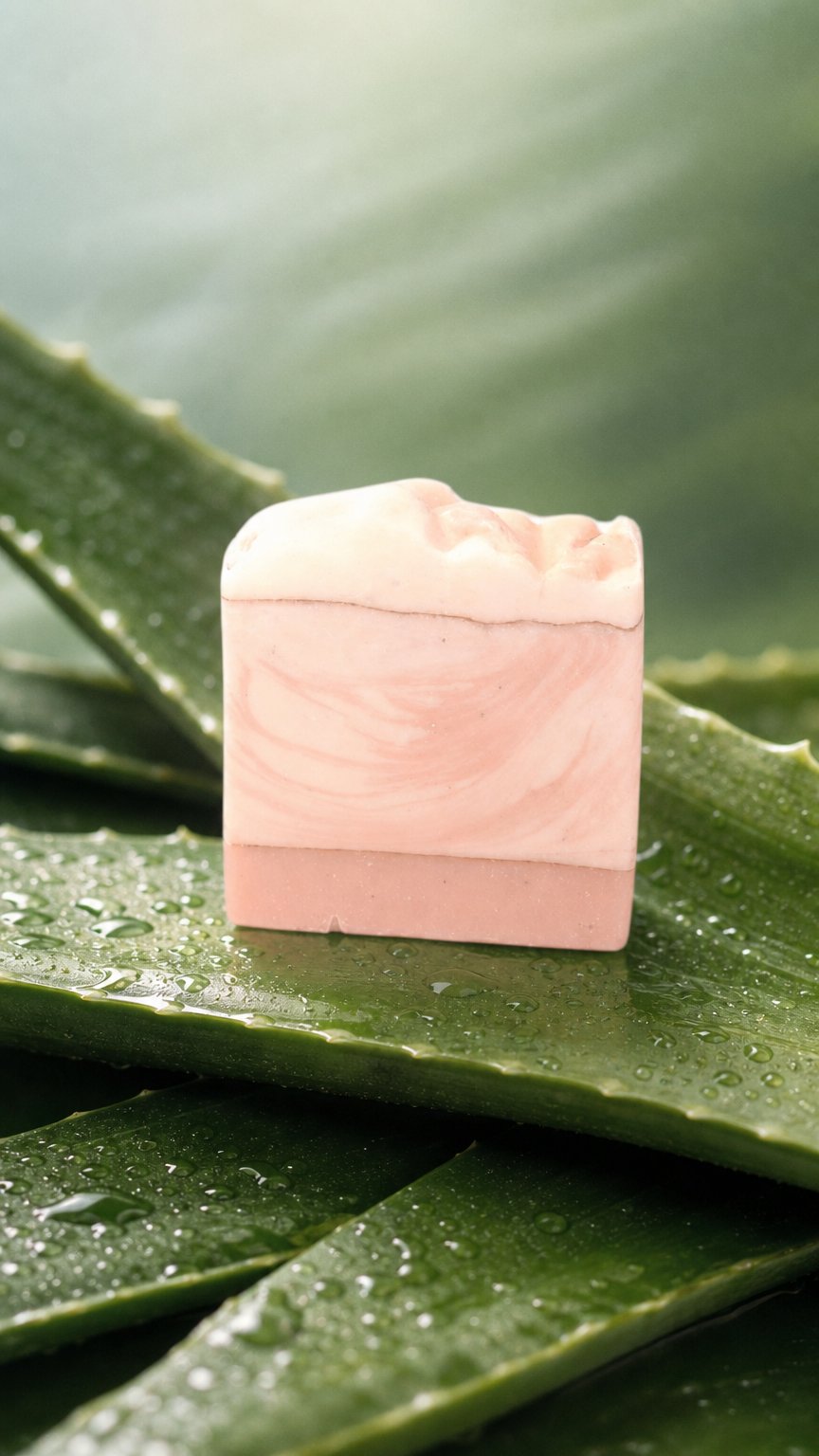 AI product shot of Sakura Serenity Handmade Soap – Cherry Blossom Shea Butter Bar