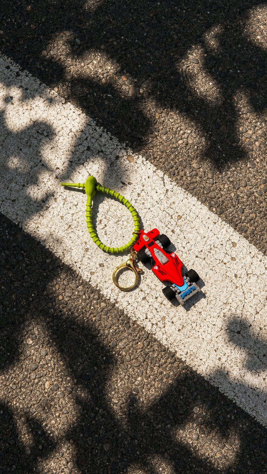 AI product shot of Sports Car Convertible Kids Rakhi & Keychain