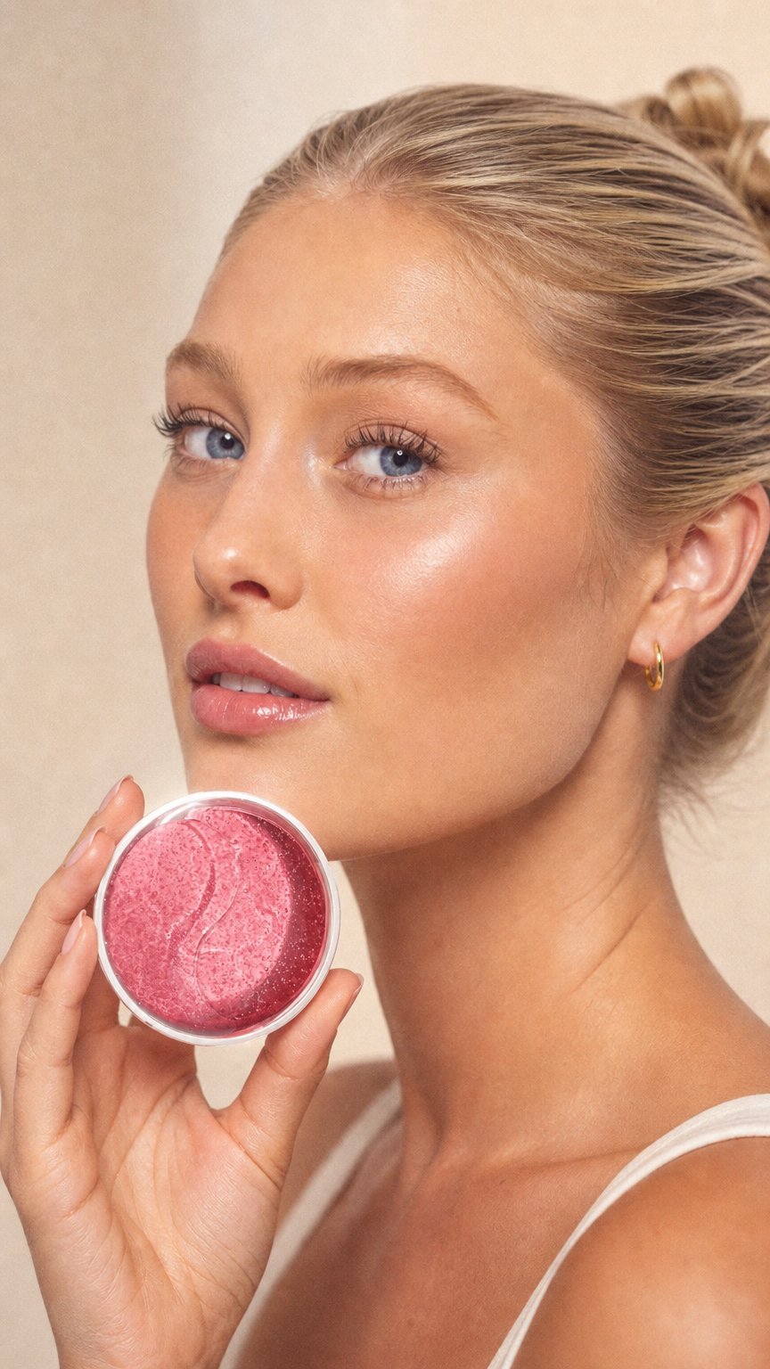 AI product shot of Rosé Hydrating Under Eye Masks
