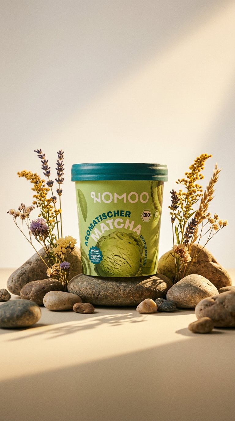 AI product shot of Nomoo Aromatischer Matcha Bio (vegan)
