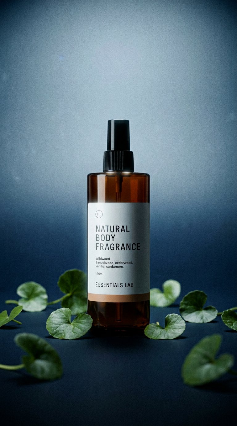 AI product shot of Wildwood · natural body fragrance