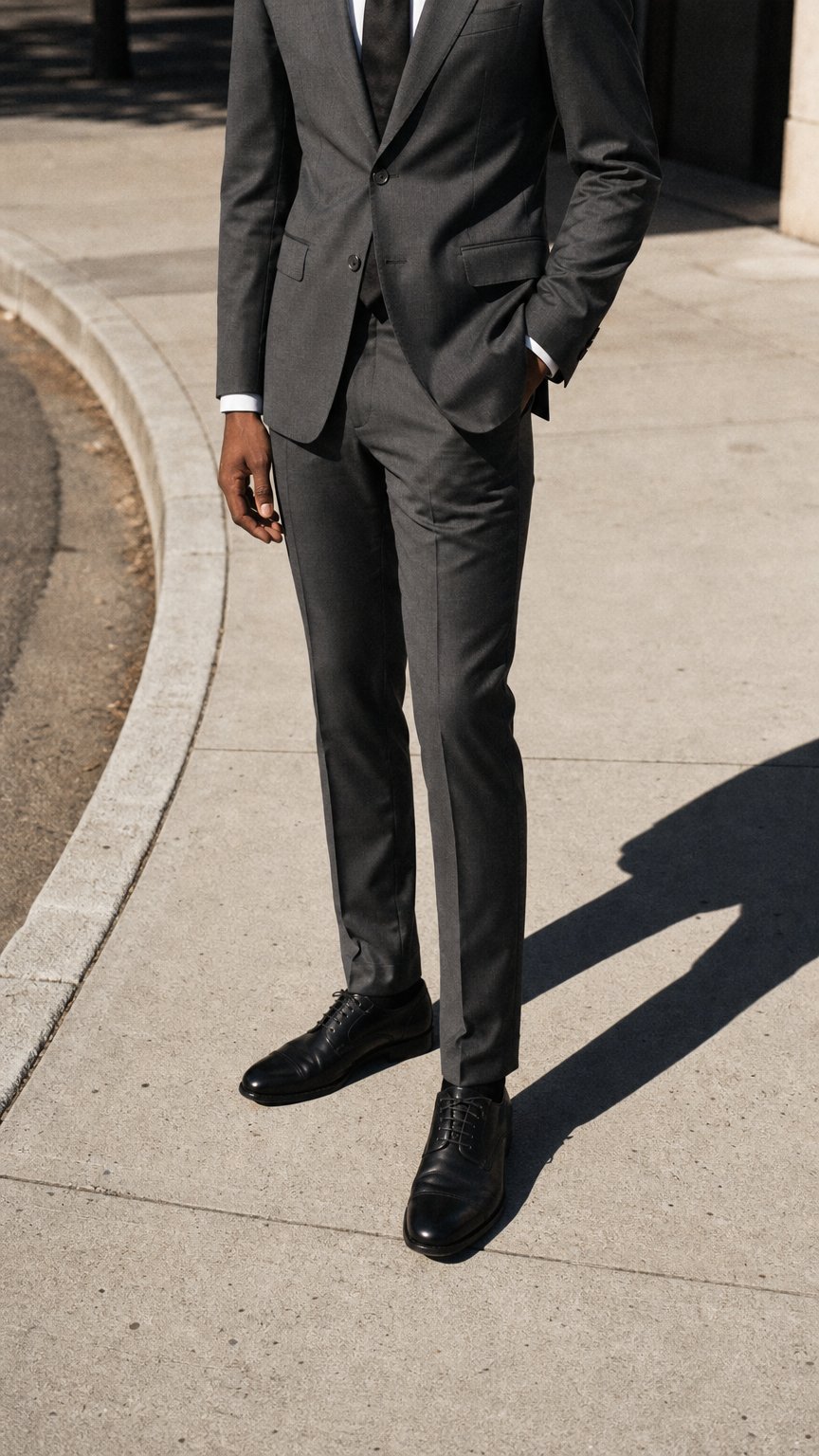 AI product shot of Dark Grey Two Button Suit