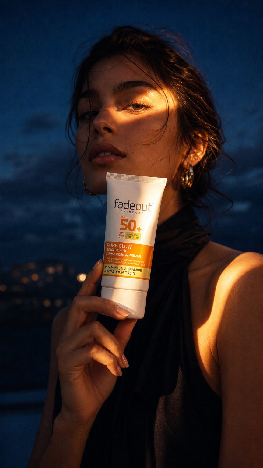 AI product shot of Pure Glow Brightening Sunscreen & Primer SPF50+