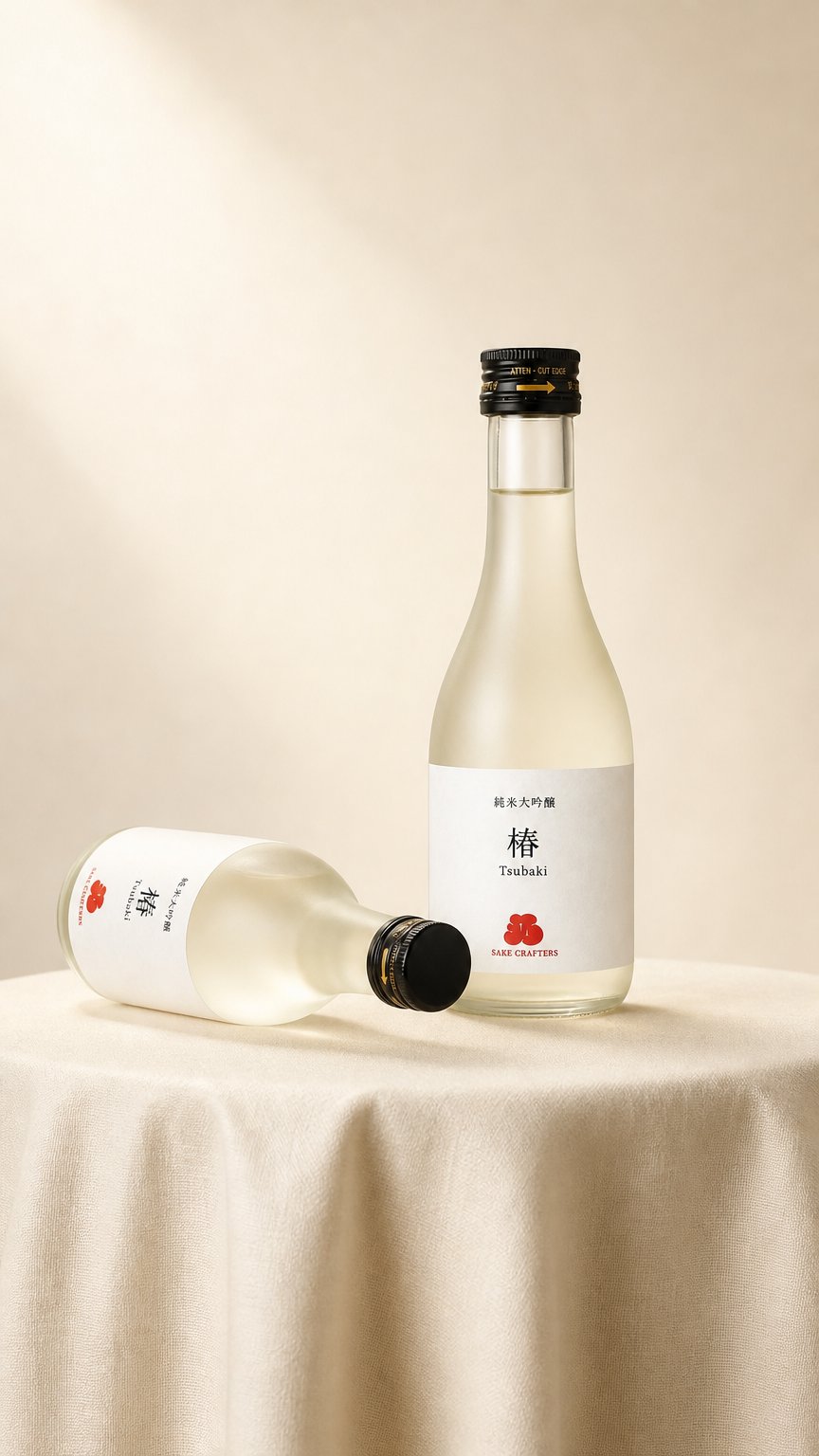 AI product shot of 純米大吟醸 椿 TSUBAKI