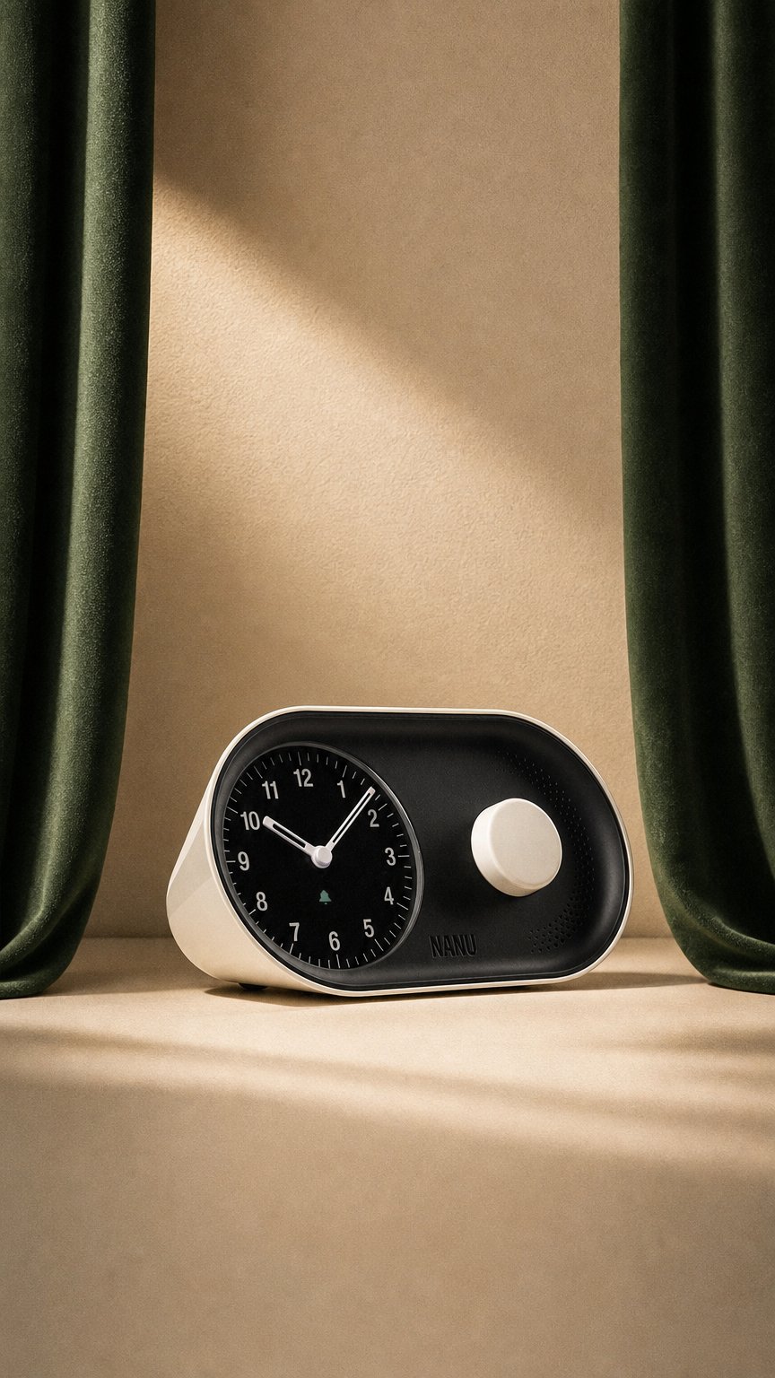 AI product shot of Arc Alarm Clock