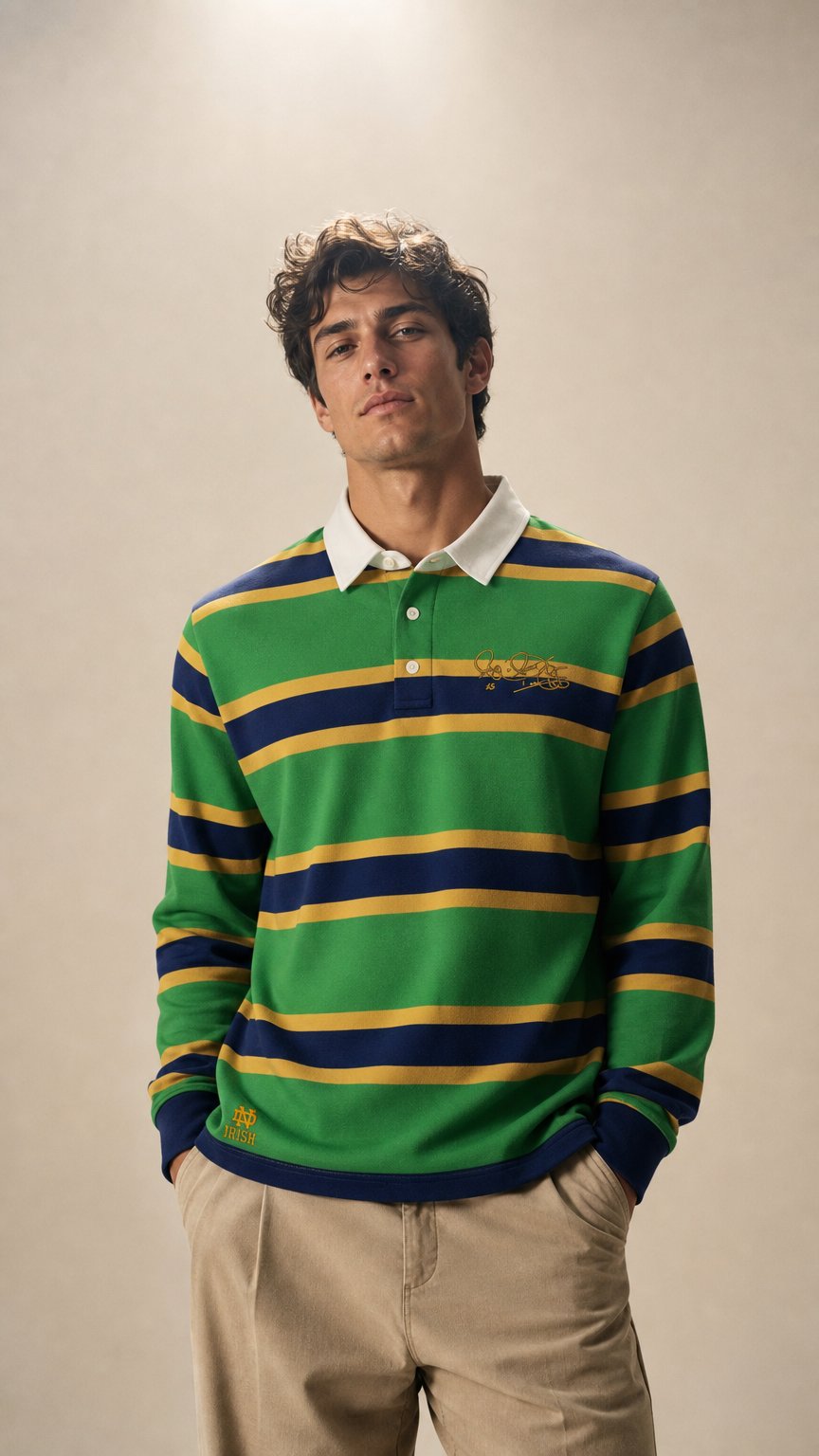 AI product shot of Signature Pro® Notre Dame Fighting Irish Men's Rocket Ismail Rugby Shirt