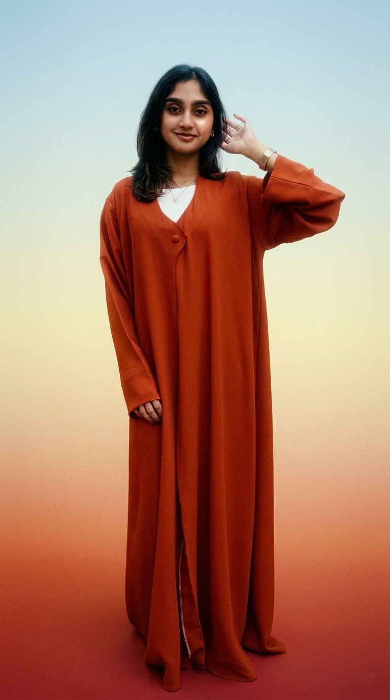 AI product shot of Nergiz abaya NRNR2030