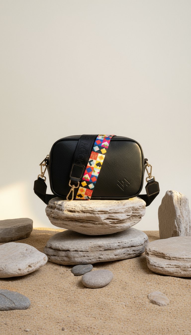 AI product shot of Tulum Negro Monogramm | Doble Correa