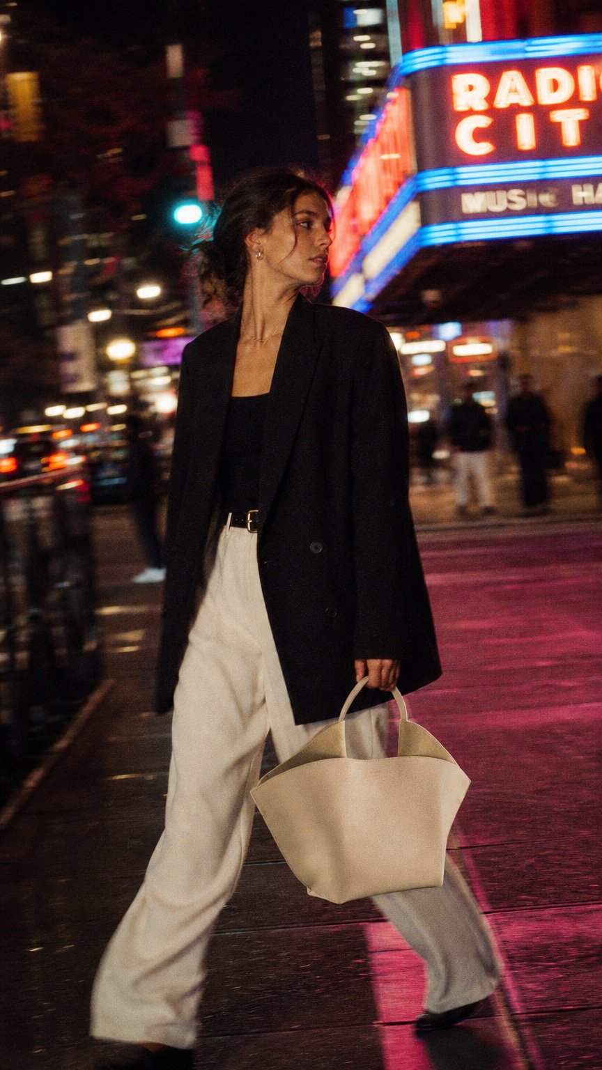 AI product shot of Ann Tote Medium - Soft Calf - Beige