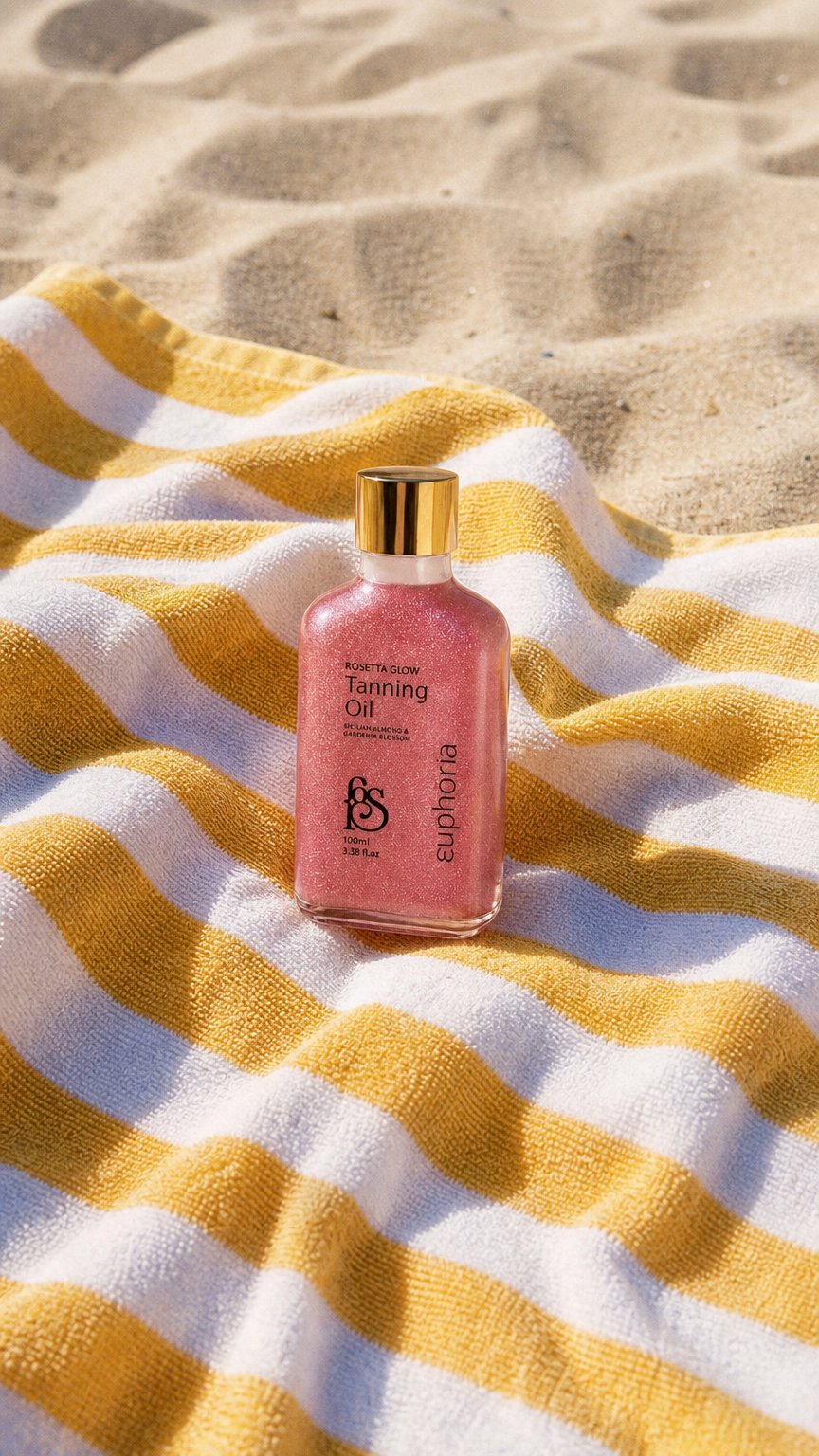 AI product shot of Rosetta Glow Tanning Oil