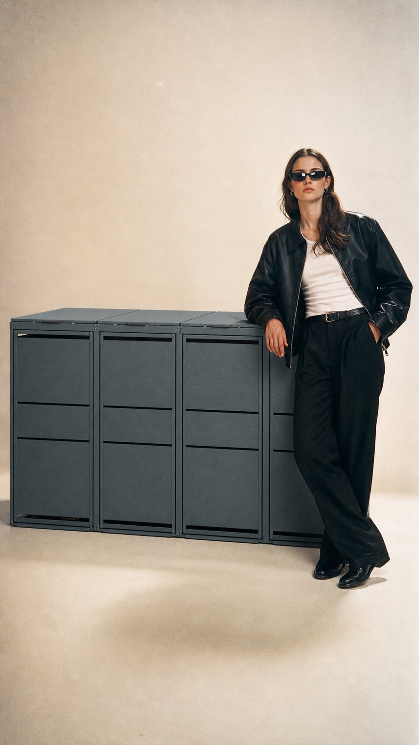 AI product shot of Mülltonnenbox Modern Hybrid 3×120/1×240