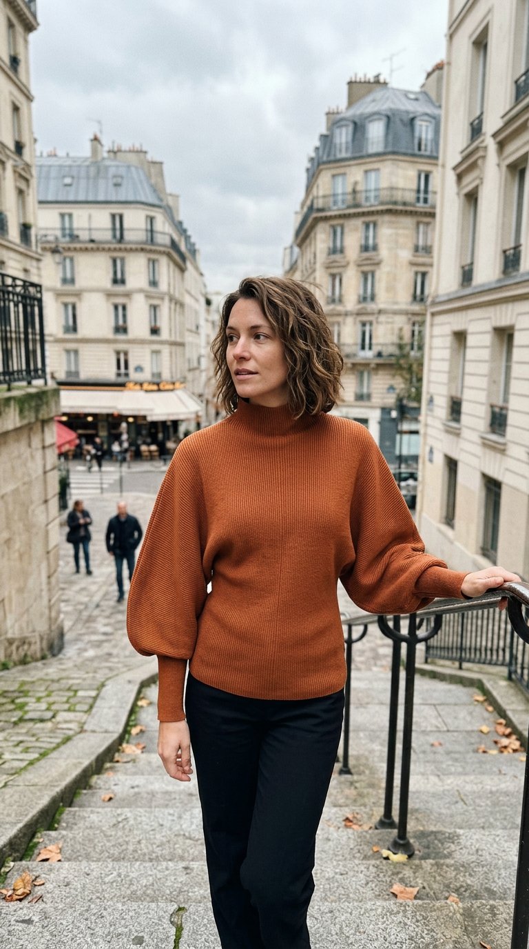 AI product shot of Elm Sweater - Burnt Orange