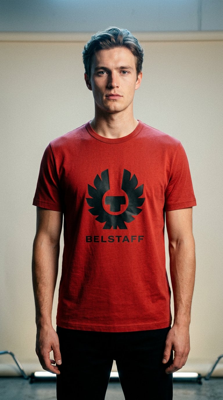 AI product shot of Belstaff Phoenix Cotton Jersey Lava Red Short Sleeve T Shirt