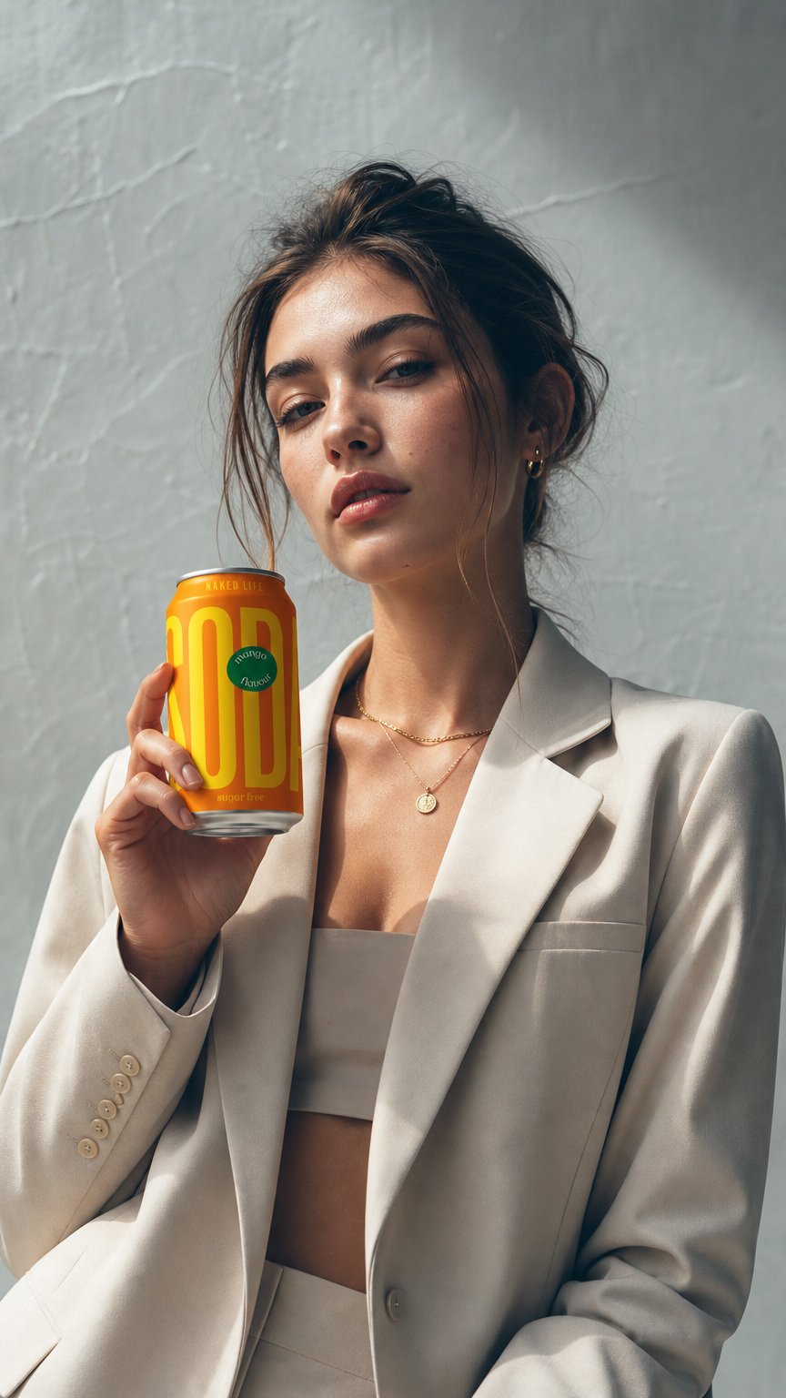 AI product shot of Sugar Free Mango Soda 12 x 330ml Cans Naked Life