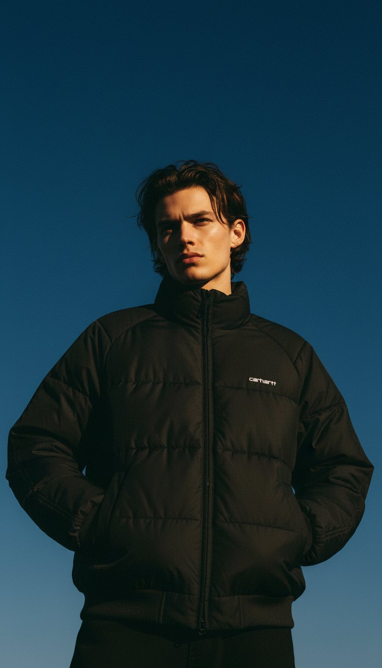 AI product shot of Carhartt WIP Nebraska Jacket Black/White