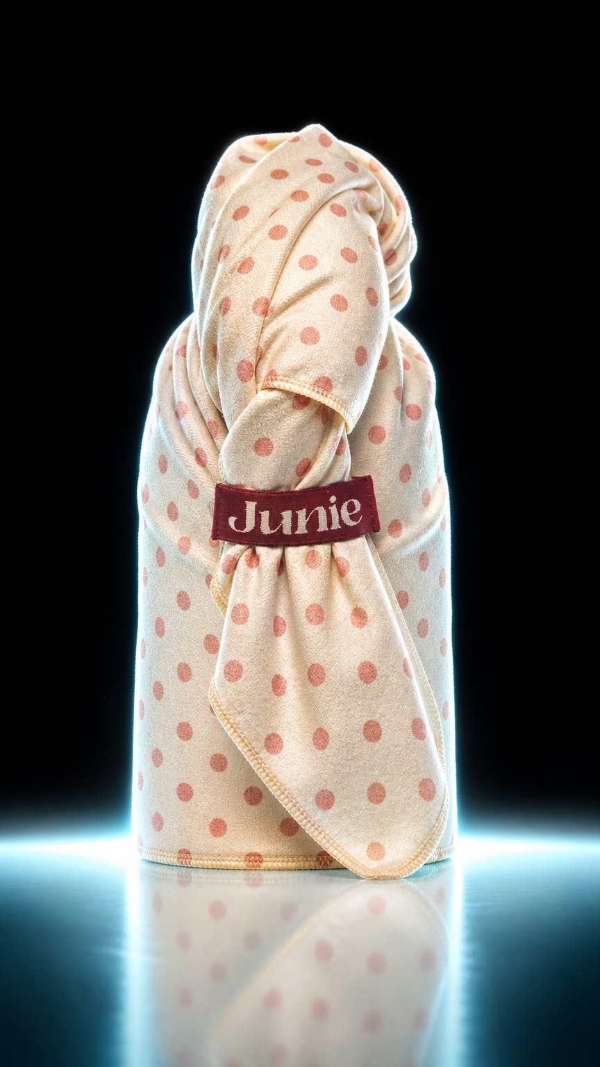 AI product shot of Junie Quick-Dry Hair Towel (Peaches & Cream)