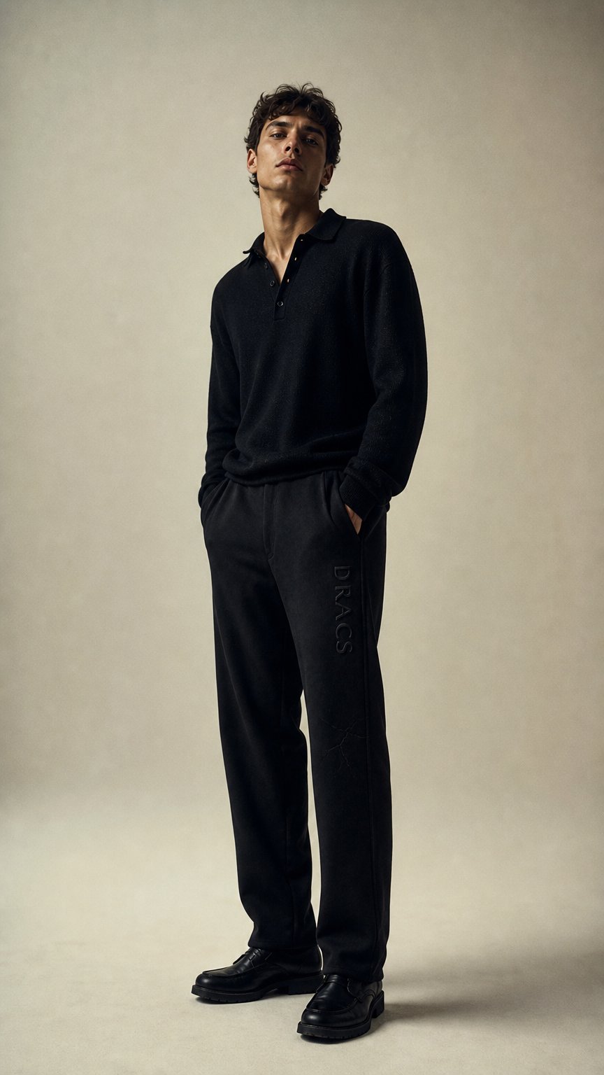 AI product shot of DRACS 002 trousers