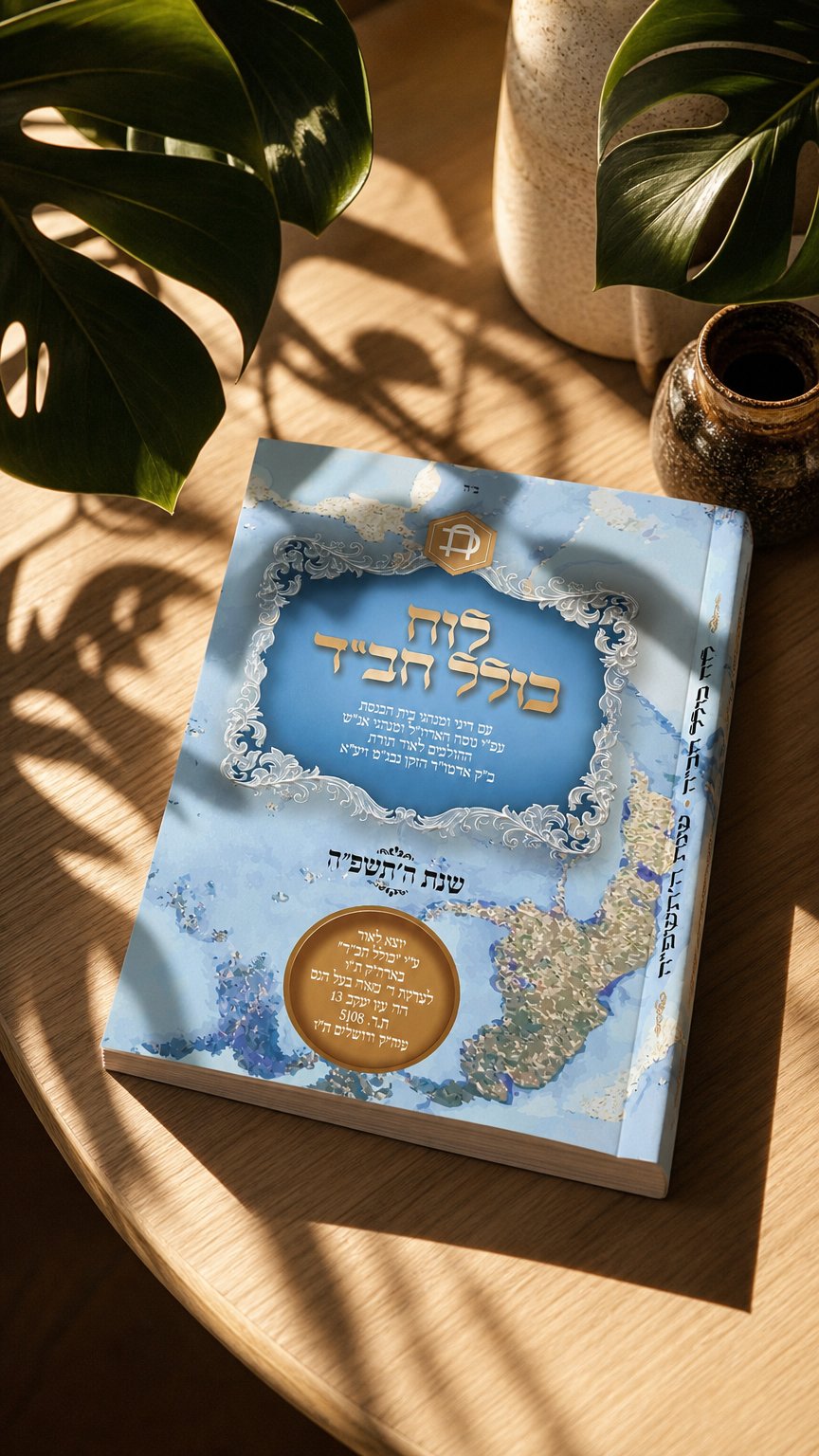AI product shot of לוח של כולל חב"ד לשנת ה'תשפ"ה