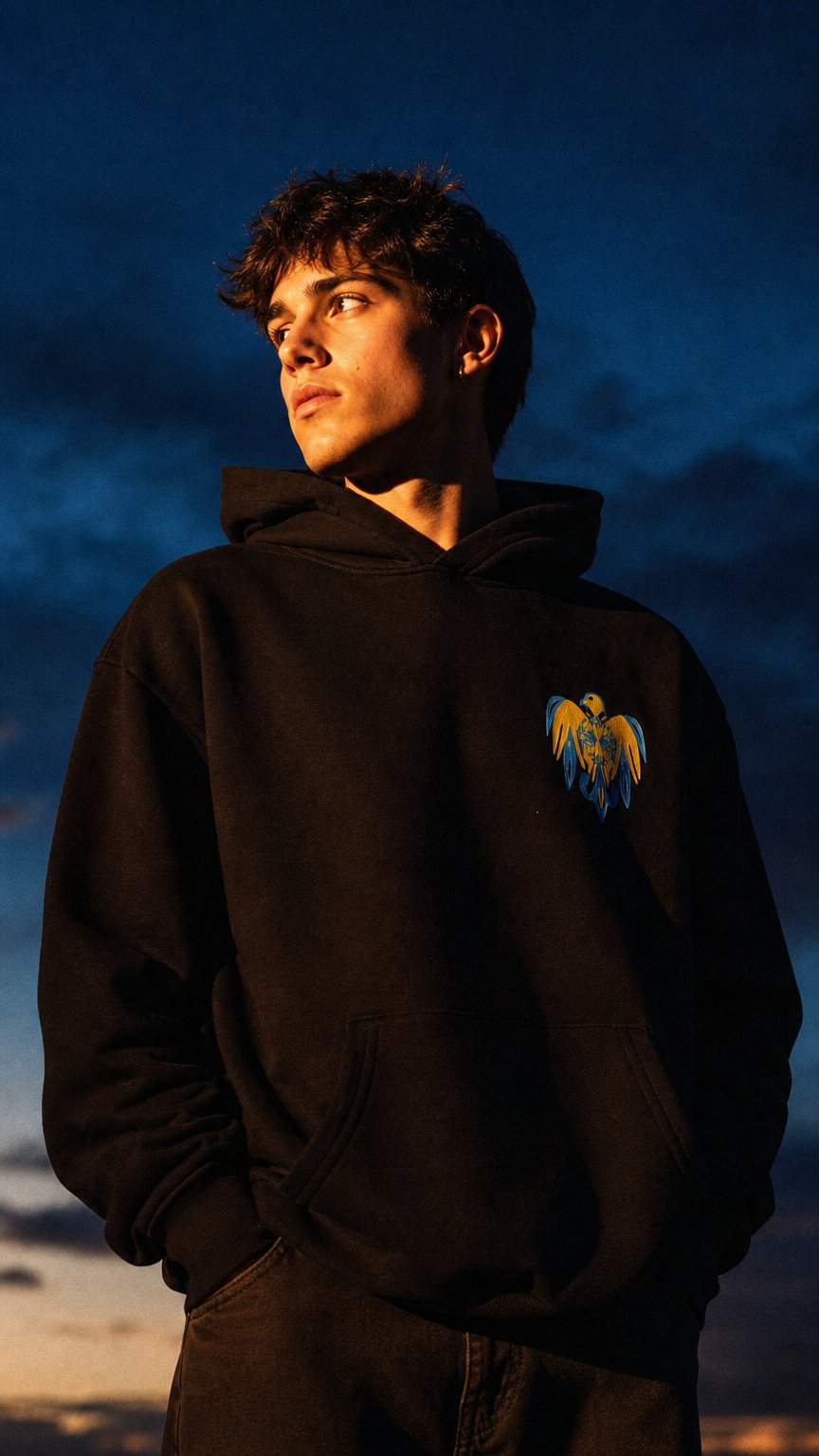 AI product shot of HOODIE FIGGHI DI SICILIA