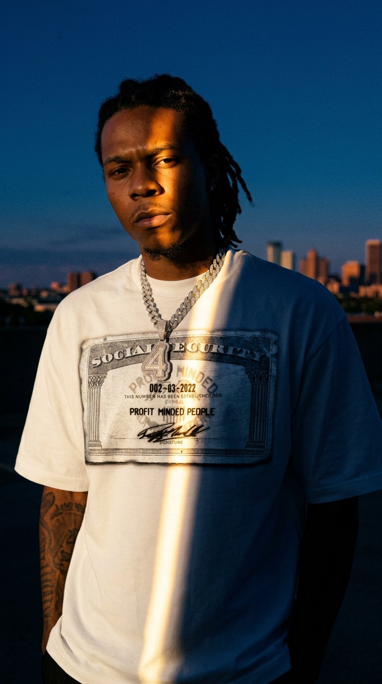 AI product shot of SSN TSHIRT