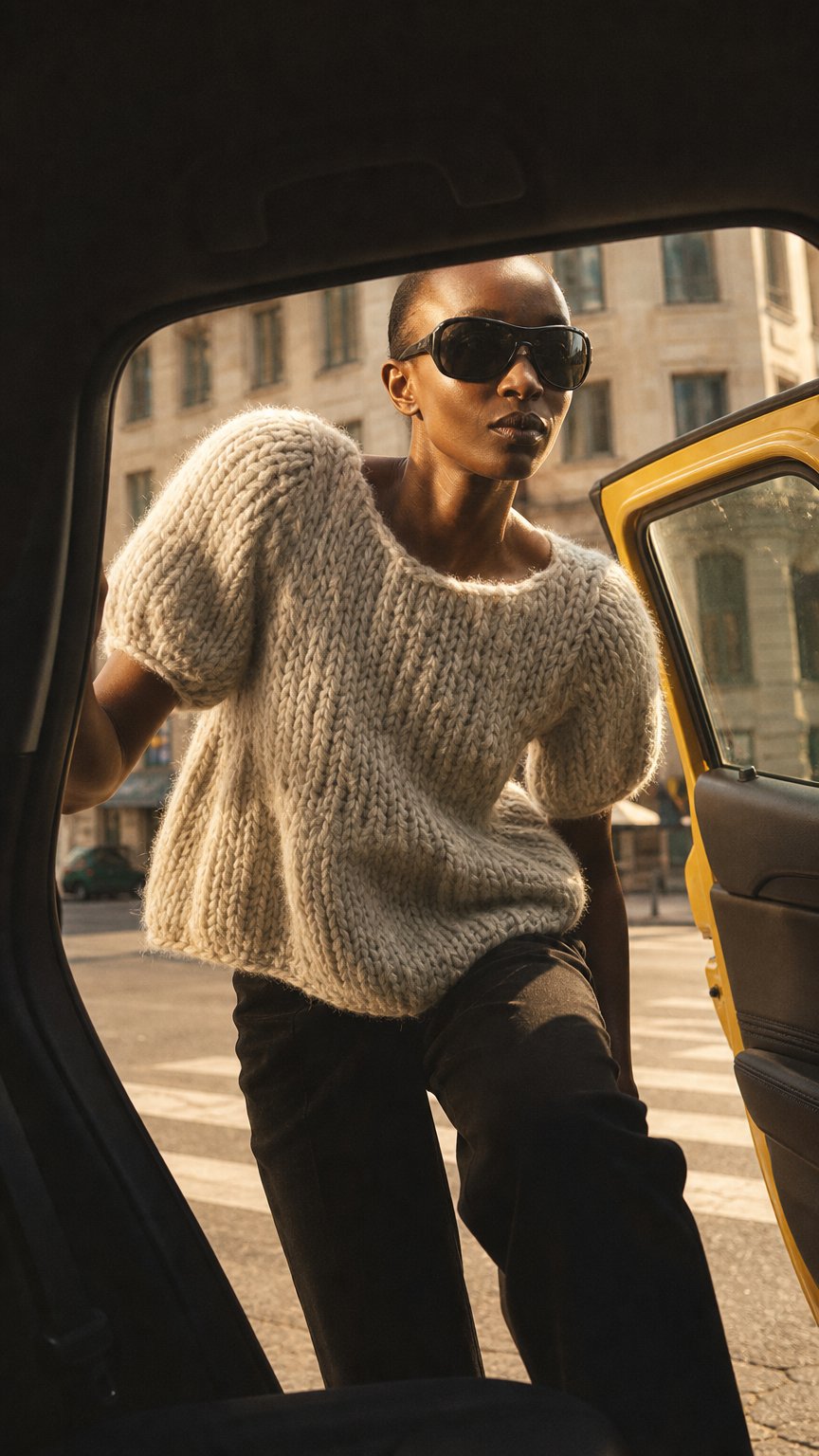 AI product shot of Kurzarm Peplum Pullover - Light Grey