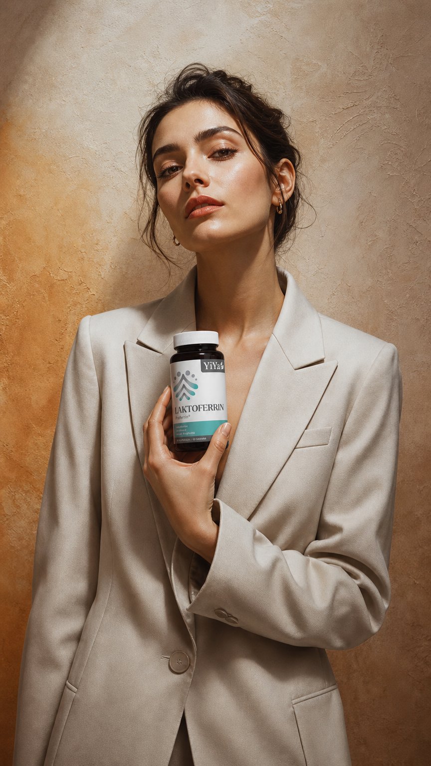 AI product shot of YiYa Laktoferrin Proferrin® – a kolosztrum egyedülálló fehérje komponense immunerősítő tulajdonságokkal