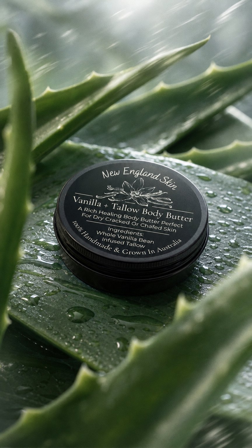 AI product shot of Vanilla + Tallow Body Butter