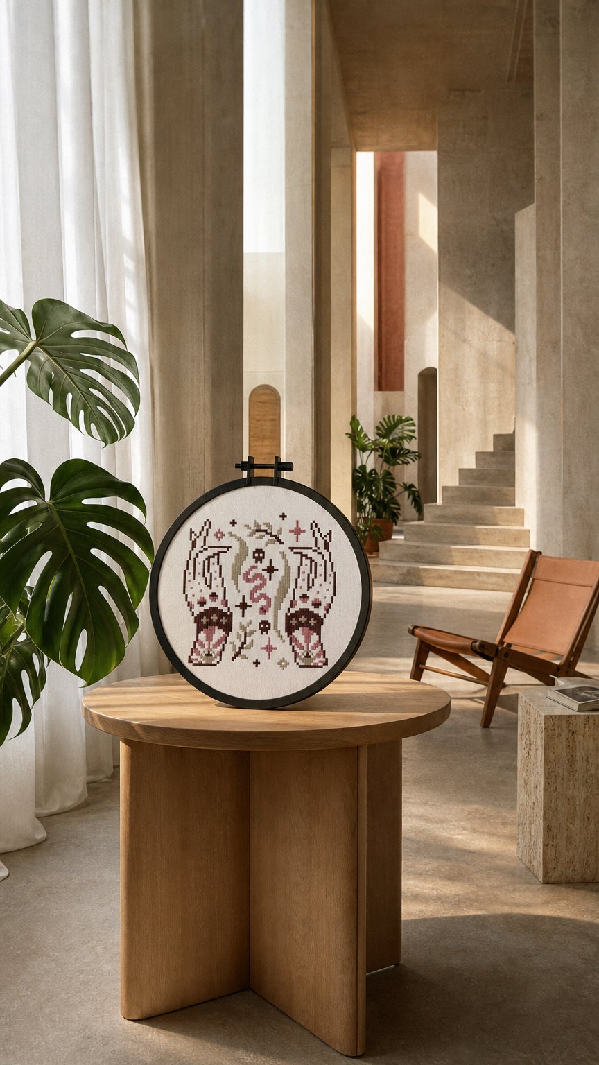 AI product shot of 'The Divination' Cross Stitch Kit