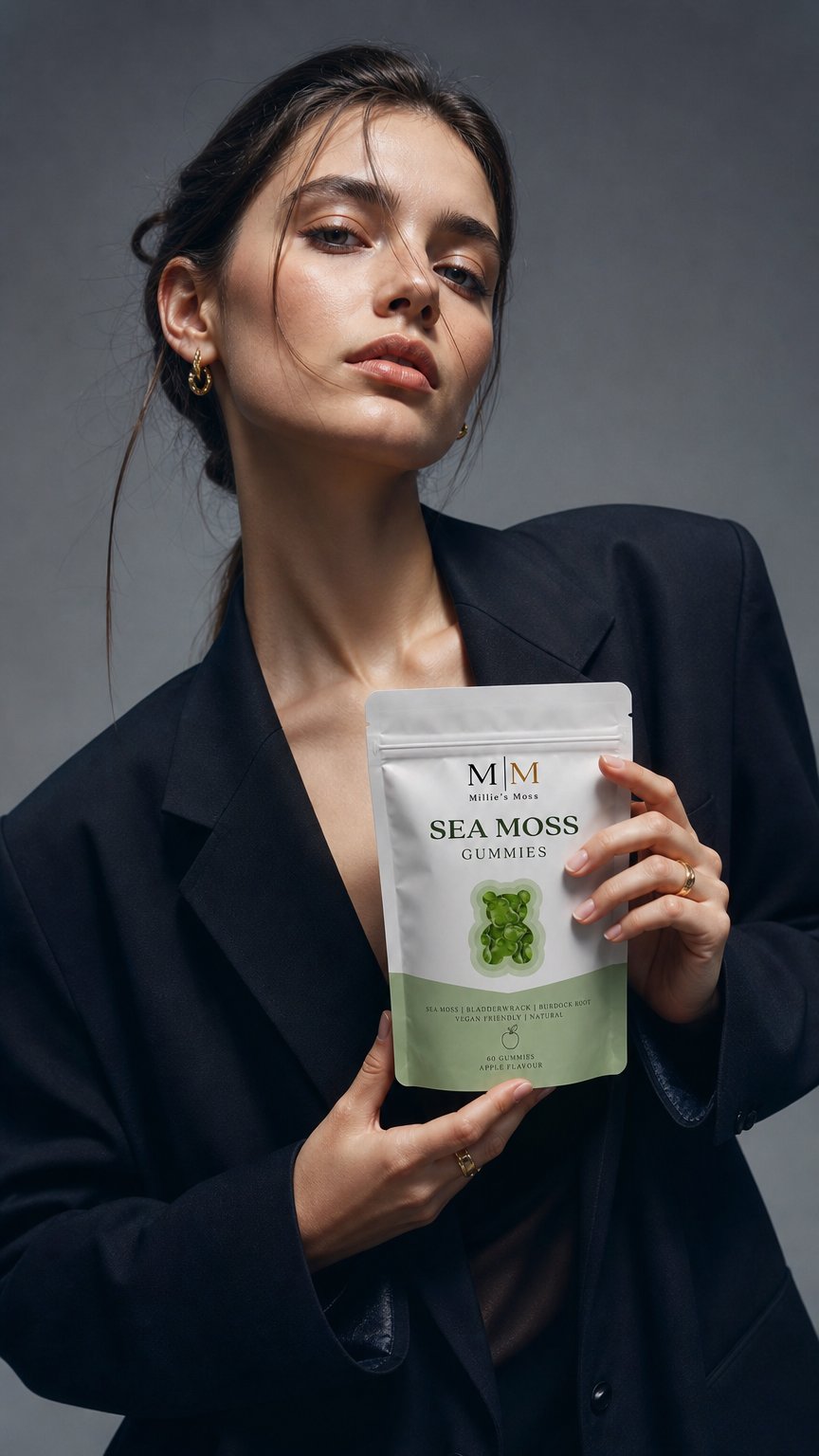 AI product shot of Millie's Moss Apple Sea Moss Gummies