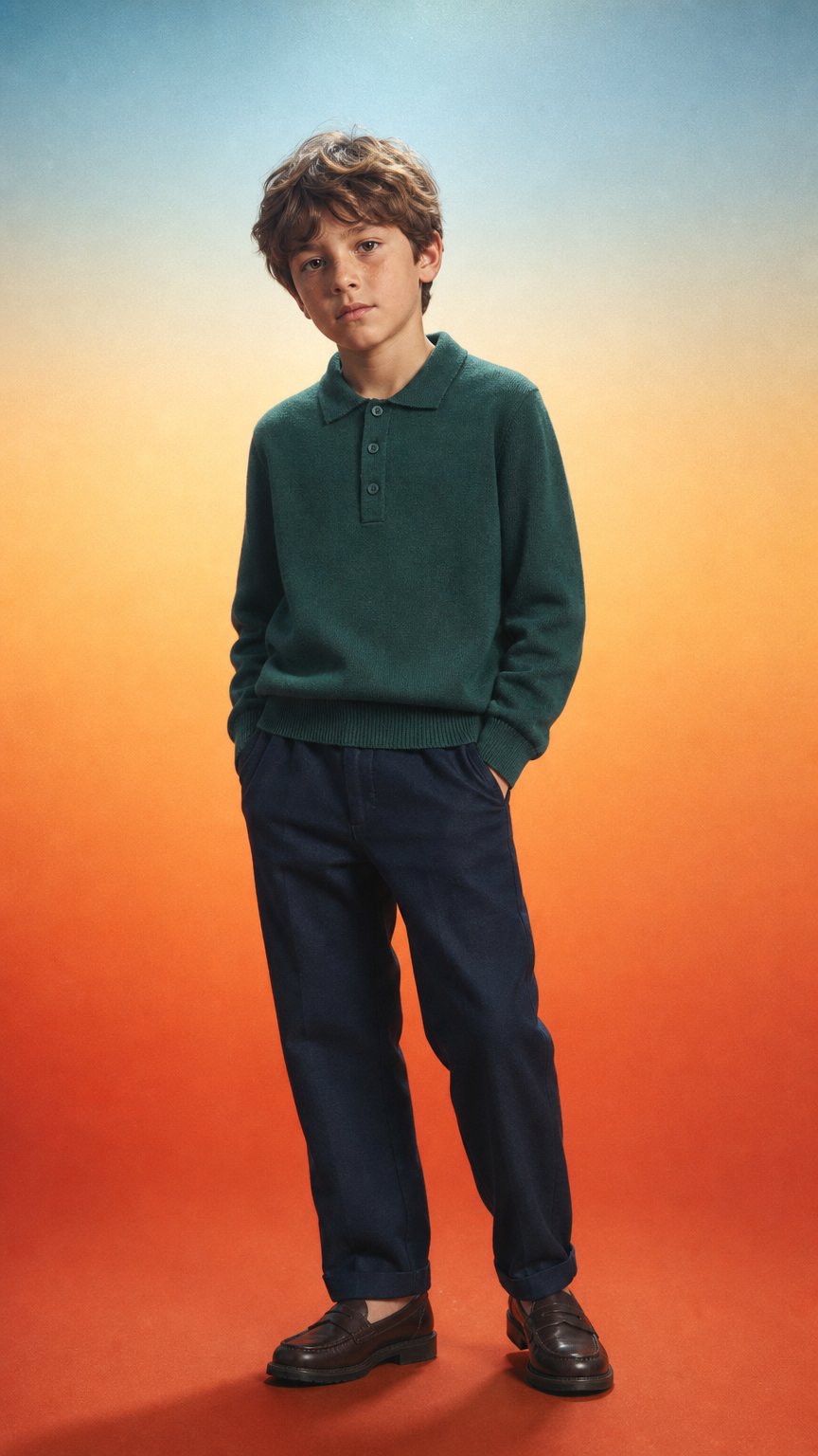 AI product shot of Pull col polo Garçon