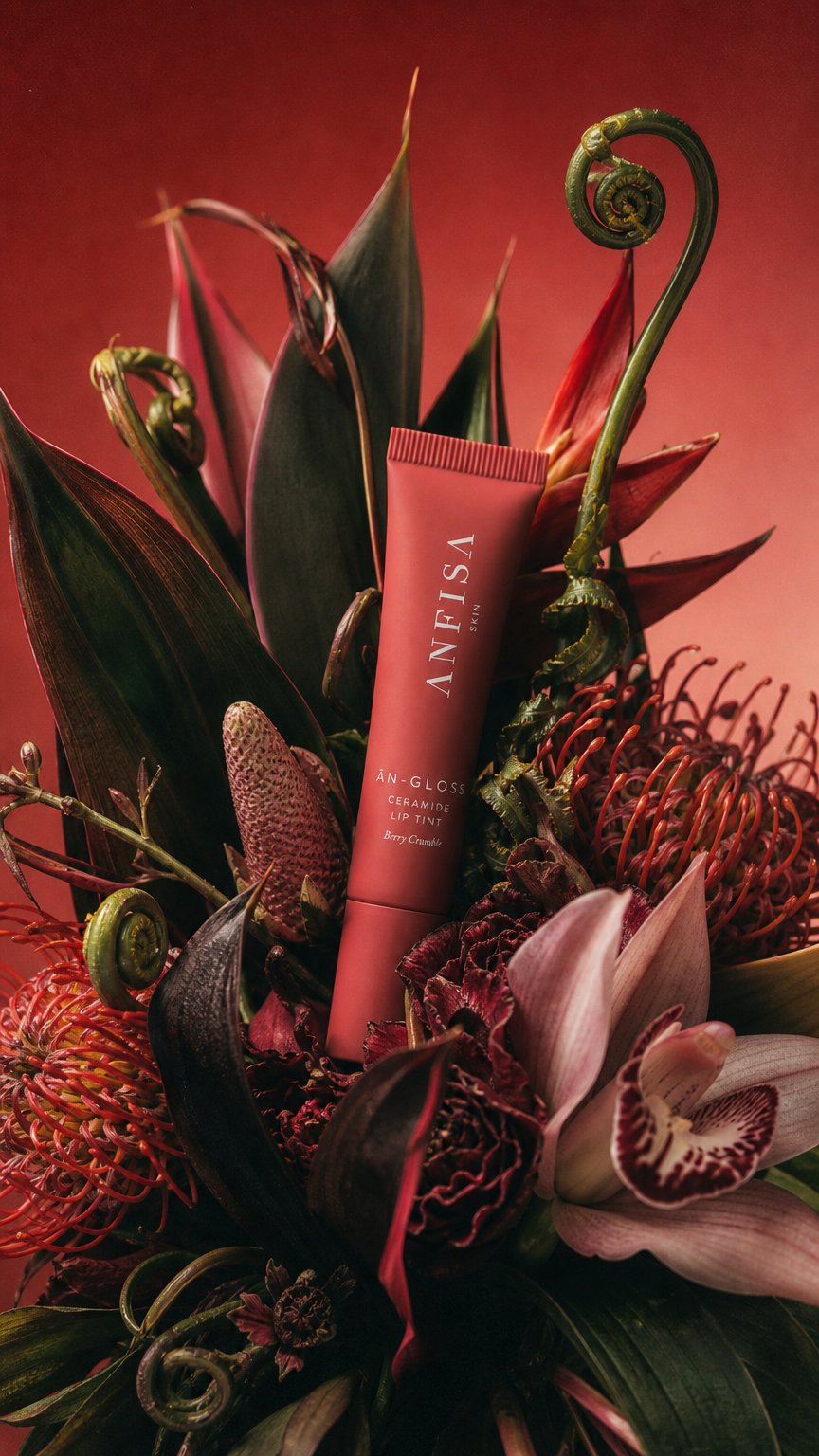 AI product shot of ÂN-GLOSS Ceramide Lip Tint