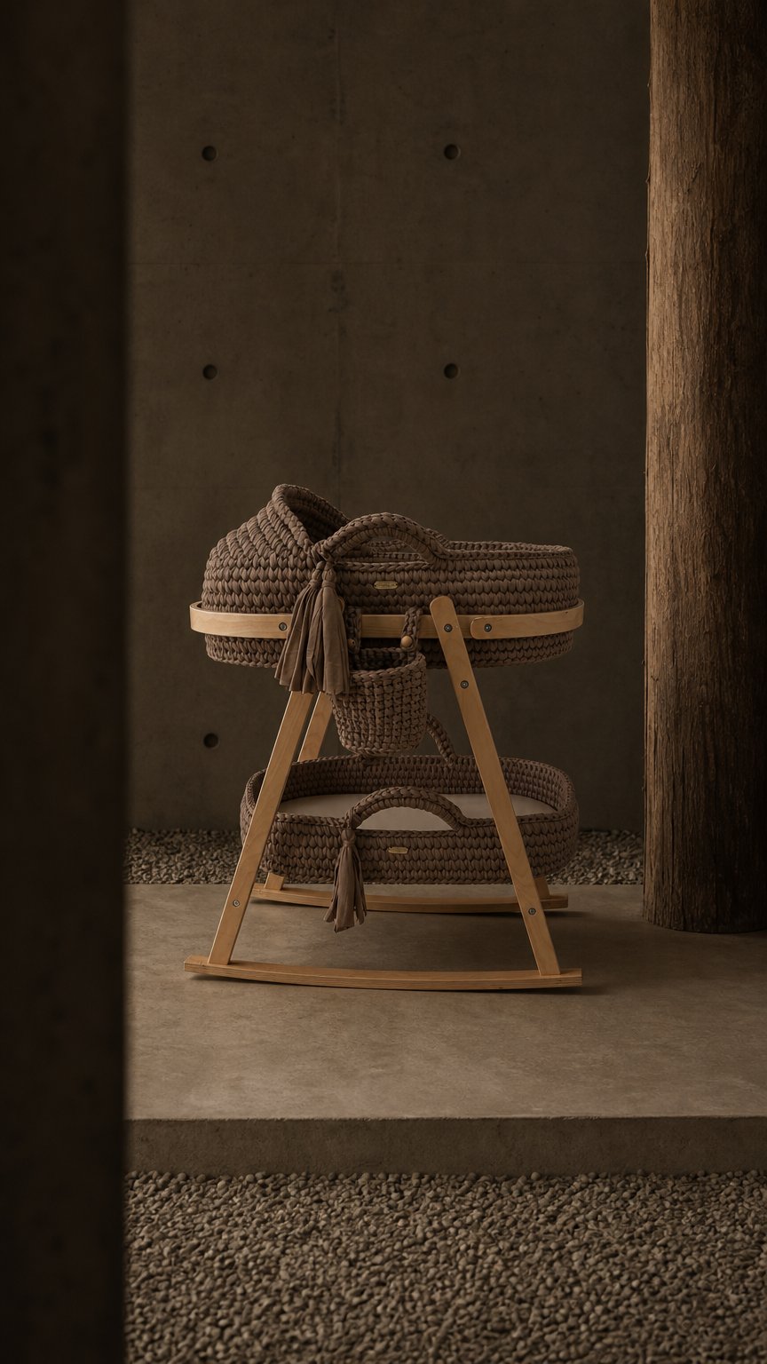 AI product shot of Mocha Signature Knit Bassinet Set
