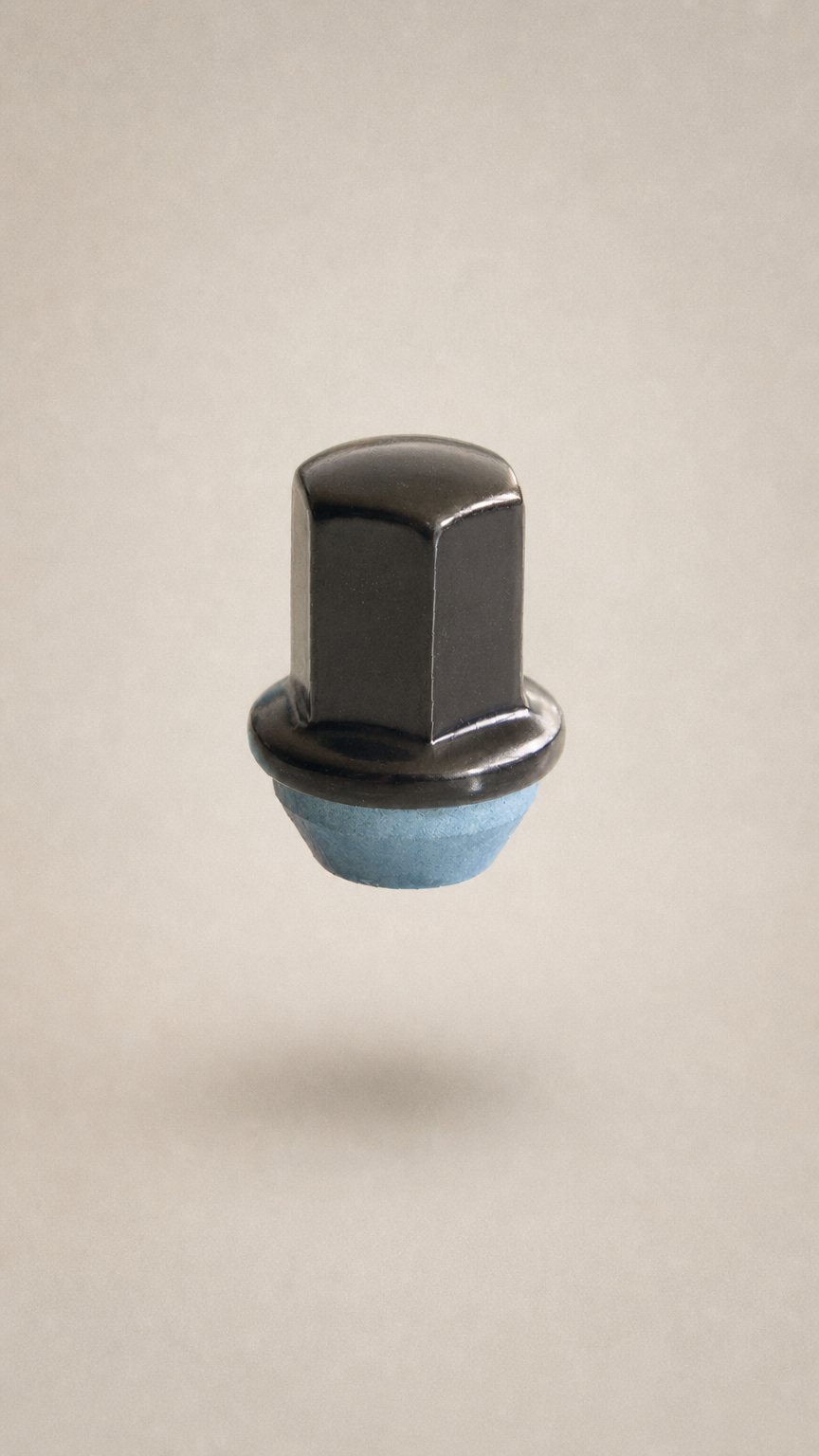 AI product shot of Jeep Wheel Lug Nuts M14x1.5 | Jeep Gladiator, Grand Cherokee, Wagoneer, Wrangler | Black Stainless Steel Wheel Nuts